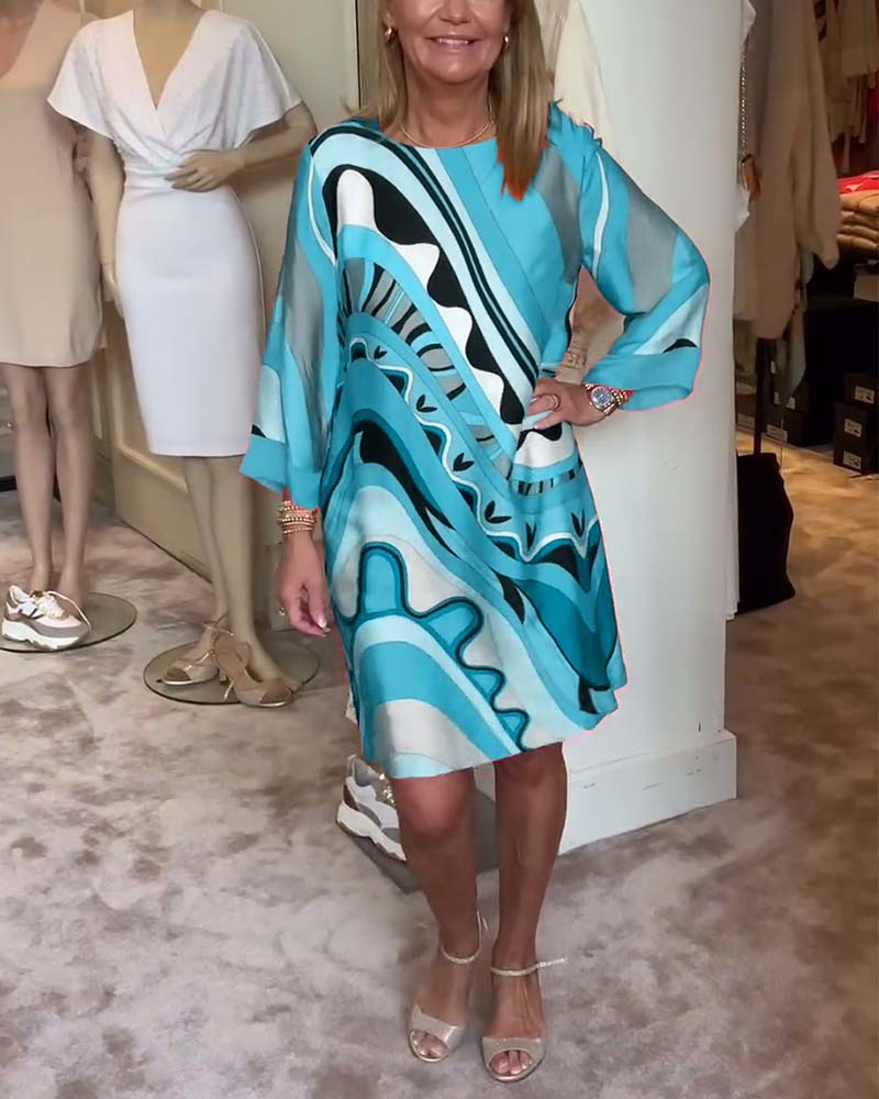 Katrin – Elegante A-lijn Zomerjurk met Abstracte Print - Selvina