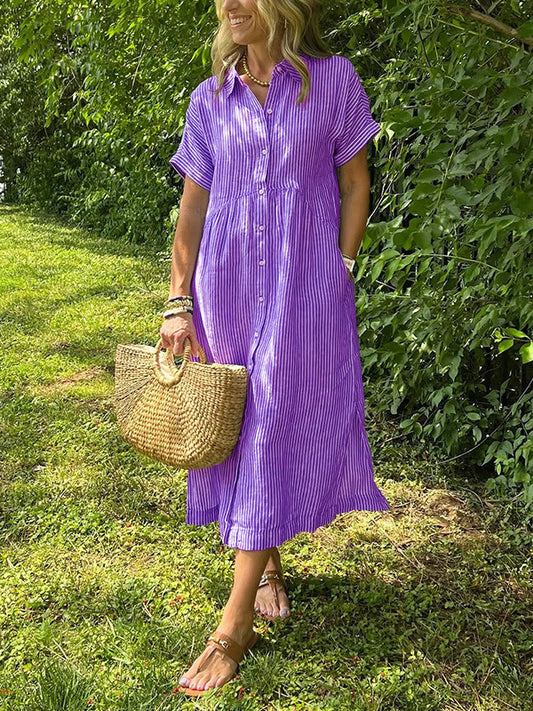 Amalia- Elegante zomerjurk met strepen voor dames - Selvina