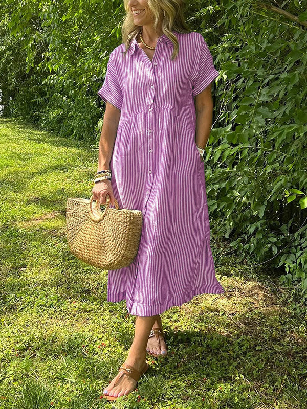 Amalia- Elegante zomerjurk met strepen voor dames - Selvina