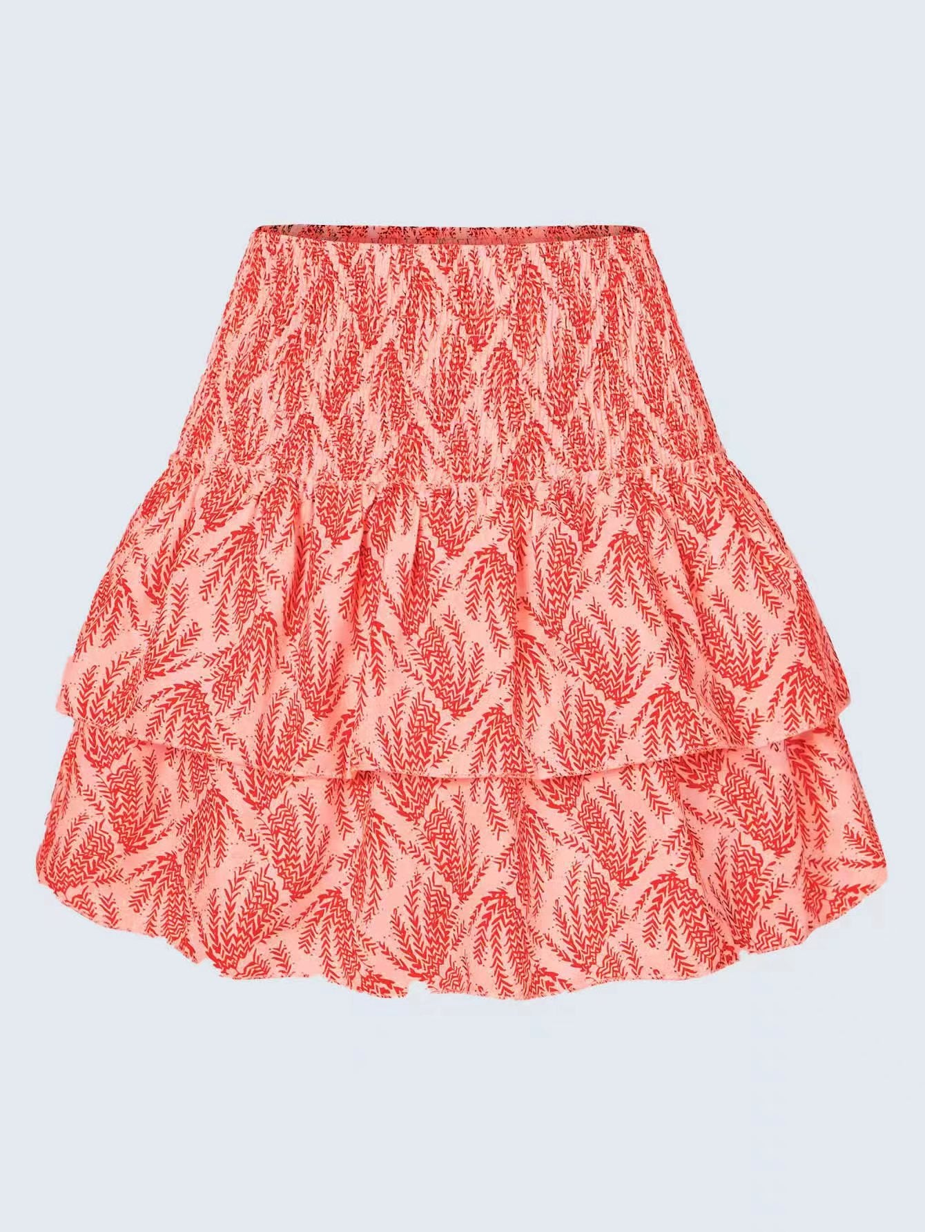 Flairé – Gelaagde Mini Rok met Bloemenprint en Gesmokte Taille - Selvina