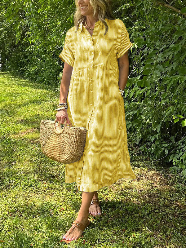 Amalia- Elegante zomerjurk met strepen voor dames - Selvina