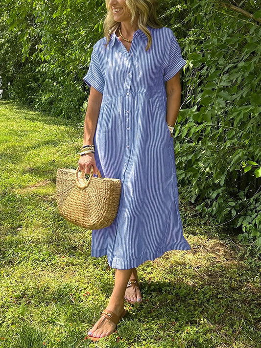 Amalia- Elegante zomerjurk met strepen voor dames - Selvina