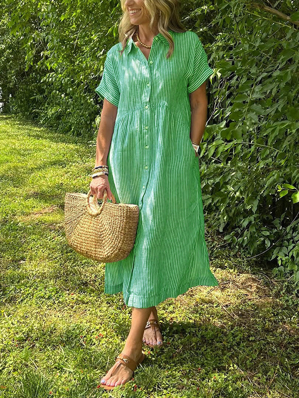 Amalia- Elegante zomerjurk met strepen voor dames - Selvina