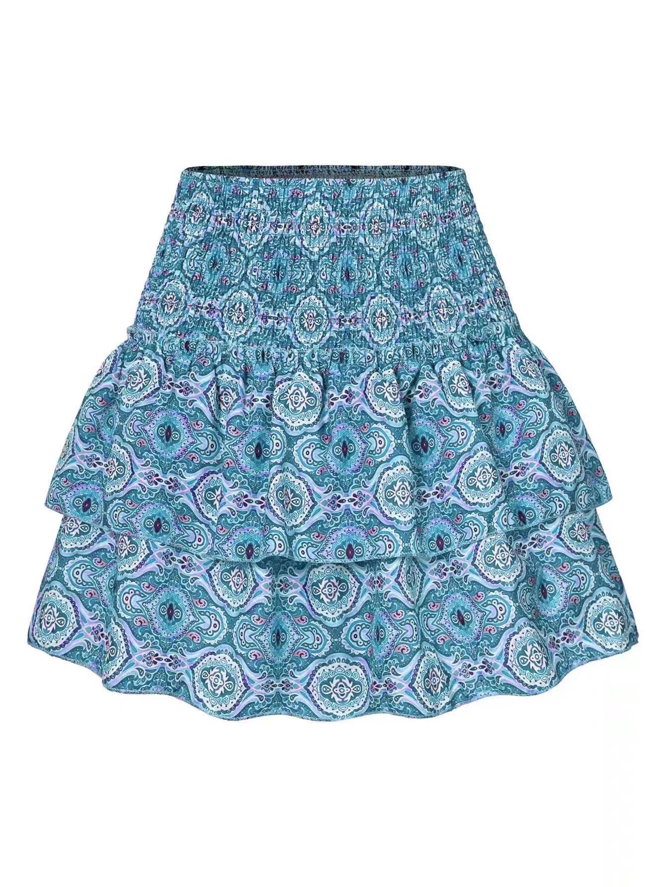 Flairé – Gelaagde Mini Rok met Bloemenprint en Gesmokte Taille - Selvina