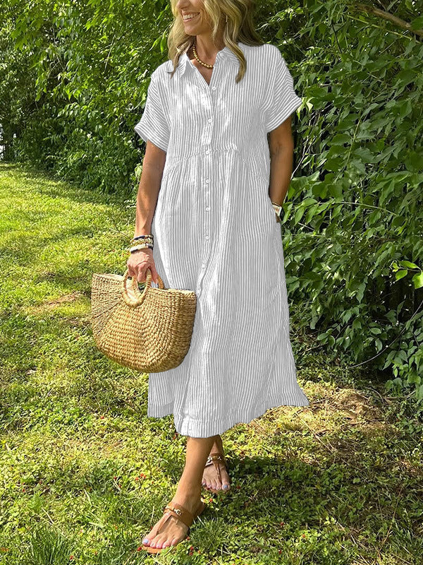 Amalia- Elegante zomerjurk met strepen voor dames - Selvina