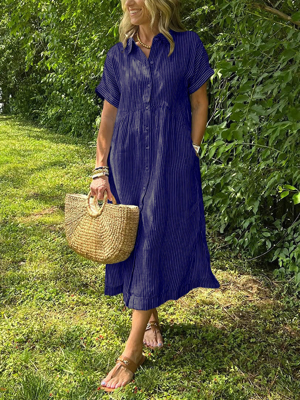 Amalia- Elegante zomerjurk met strepen voor dames - Selvina
