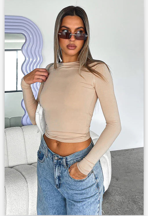 Isla – Slim Fit Lange Mouw Crop Top - Selvina