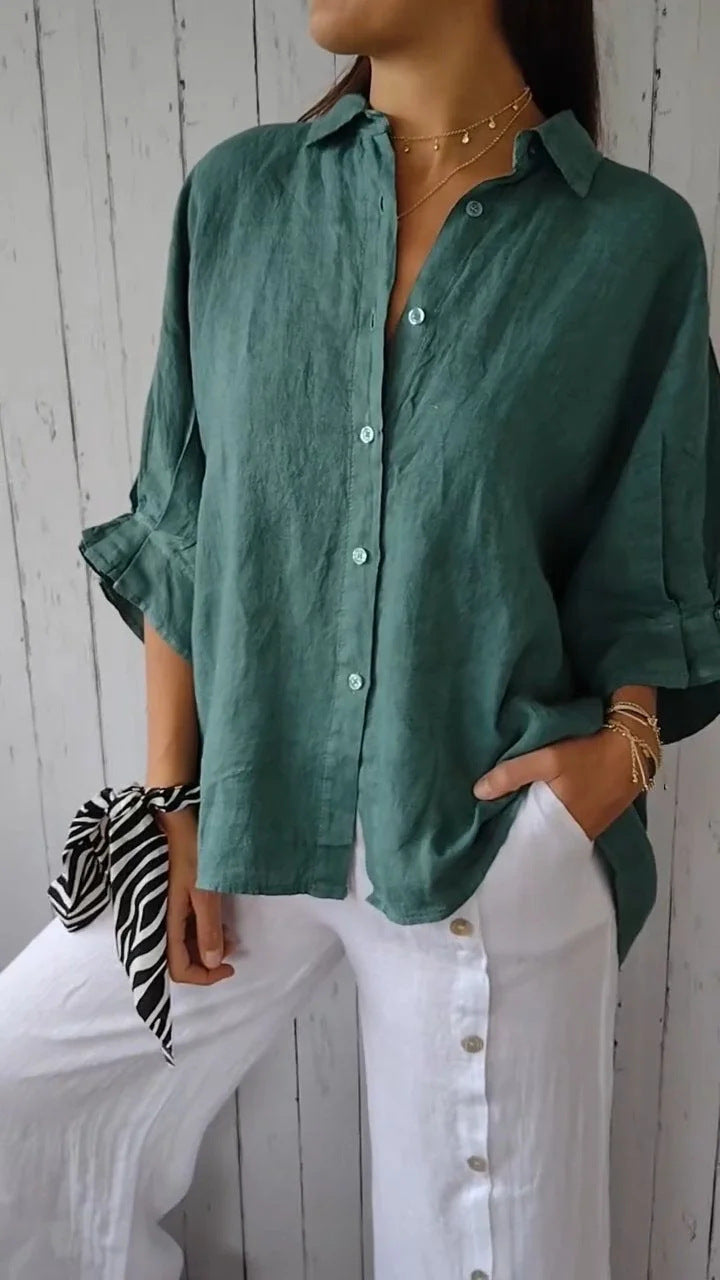Sophia – Elegante Linnen Blouse voor Dames - Selvina