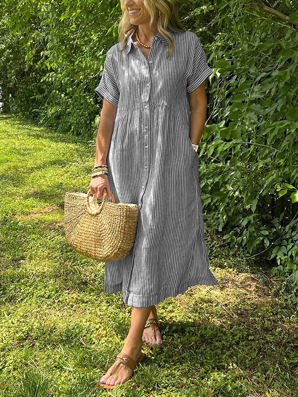 Amalia- Elegante zomerjurk met strepen voor dames - Selvina