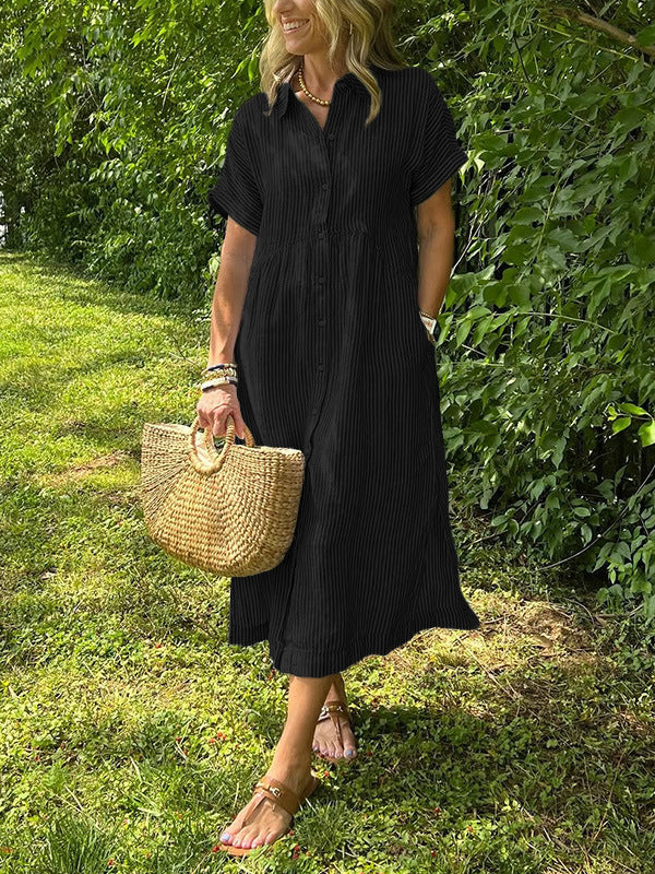 Amalia- Elegante zomerjurk met strepen voor dames - Selvina