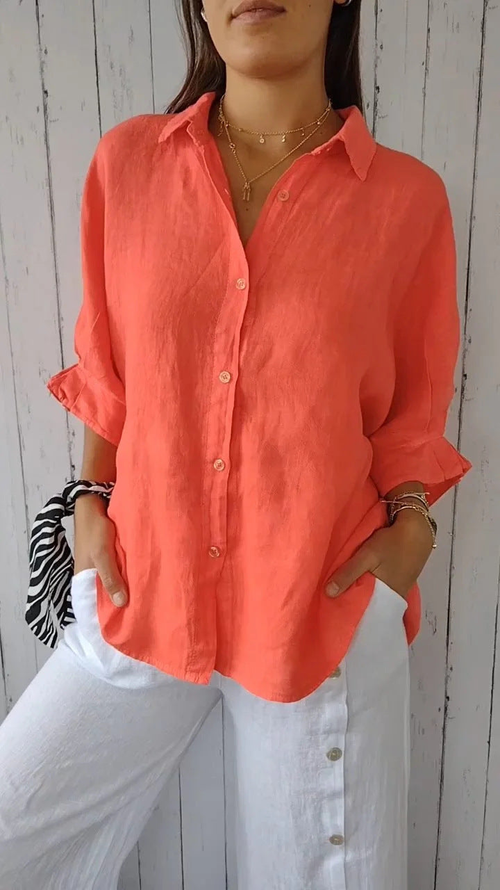Sophia – Elegante Linnen Blouse voor Dames - Selvina