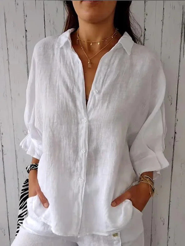 Sophia – Elegante Linnen Blouse voor Dames - Selvina